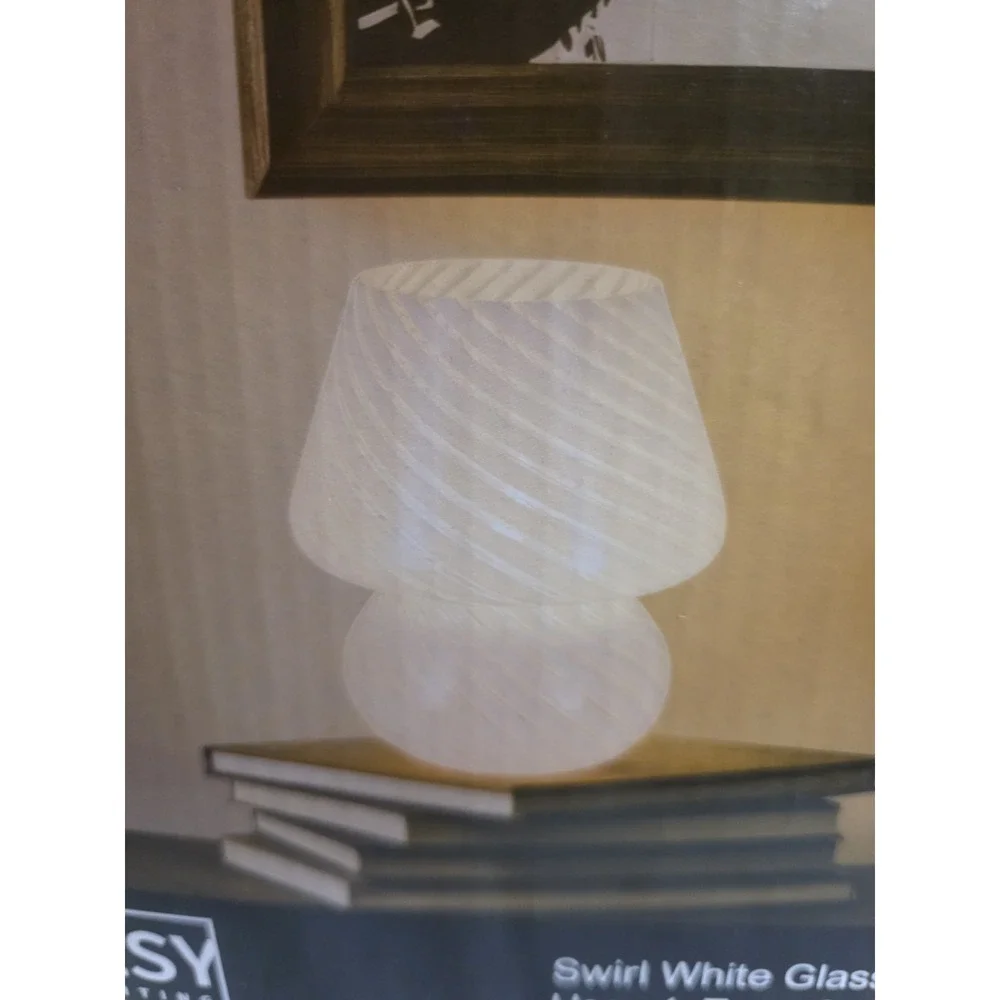 Alsy Mushroom Lamp Swirl‎ White Glass 7